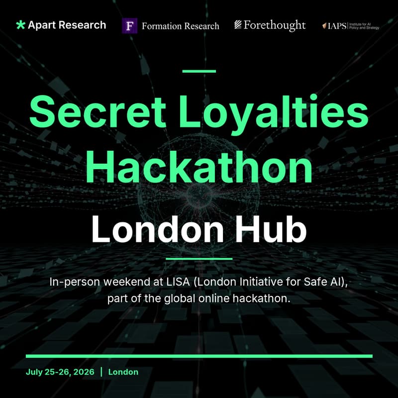 Cover Image for Secret Loyalties Hackathon 2026 - London - Apart Research