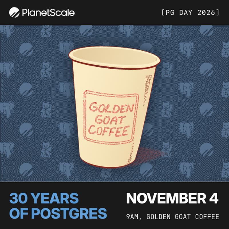 Cover Image for Golden Goat Pop-up // Postgres Day 2026