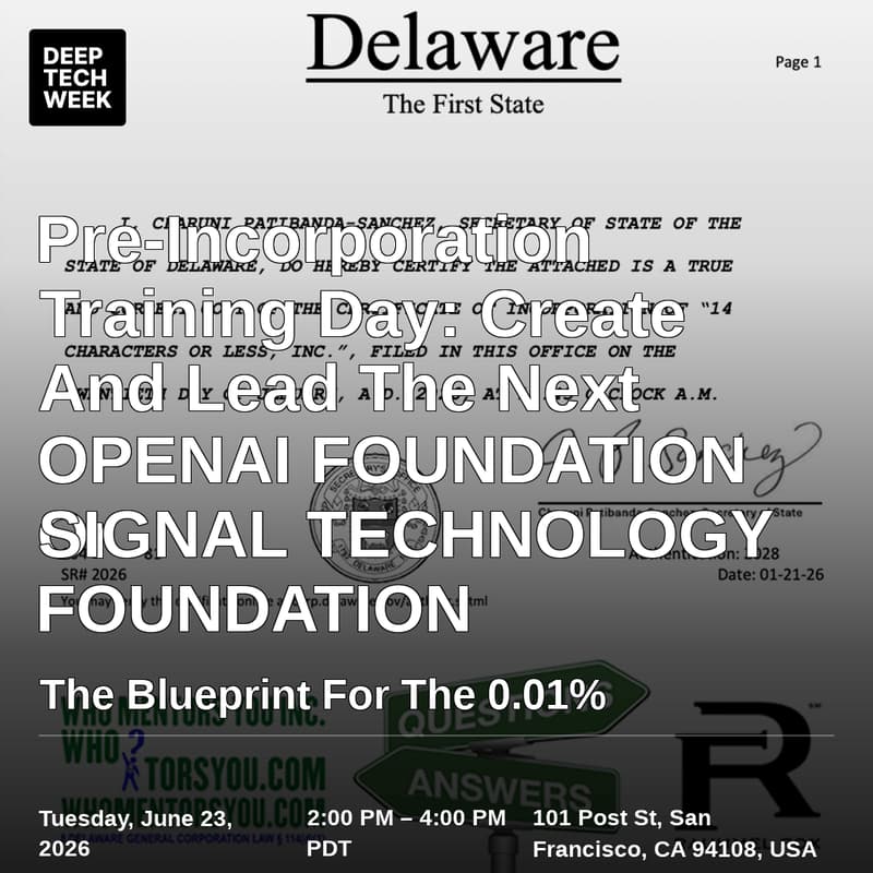 Cover Image for Pre-Incorporation Training Day: Create And Lead The Next OPENAI FOUNDATION Or SIGNAL TECHNOLOGY FOUNDATION: The Blueprint For The 0.01%