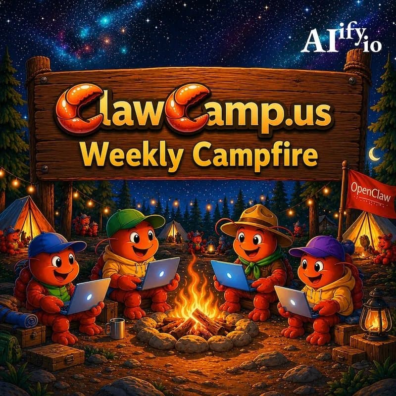 Cover Image for ClawCamp.us Weekly Campfire; Hands-on OpenClaw / Personal Agent Meetup - Open Registration