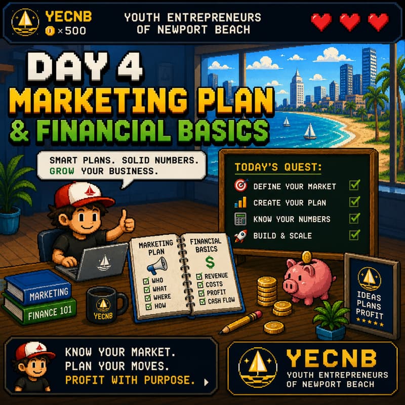 Cover Image for Day 4: Marketing Plan + Money Basics 📣💰YECNB.com