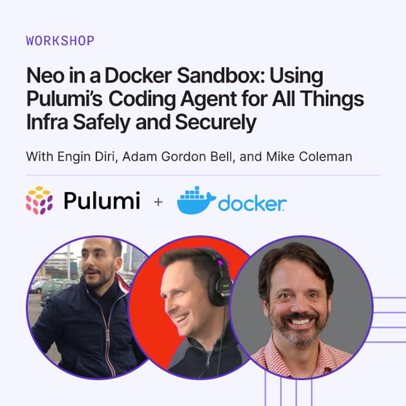 Cover Image for Neo in a Docker Sandbox: Using Pulumi’s Coding Agent for All Things Infra Safely and Securely (EU)