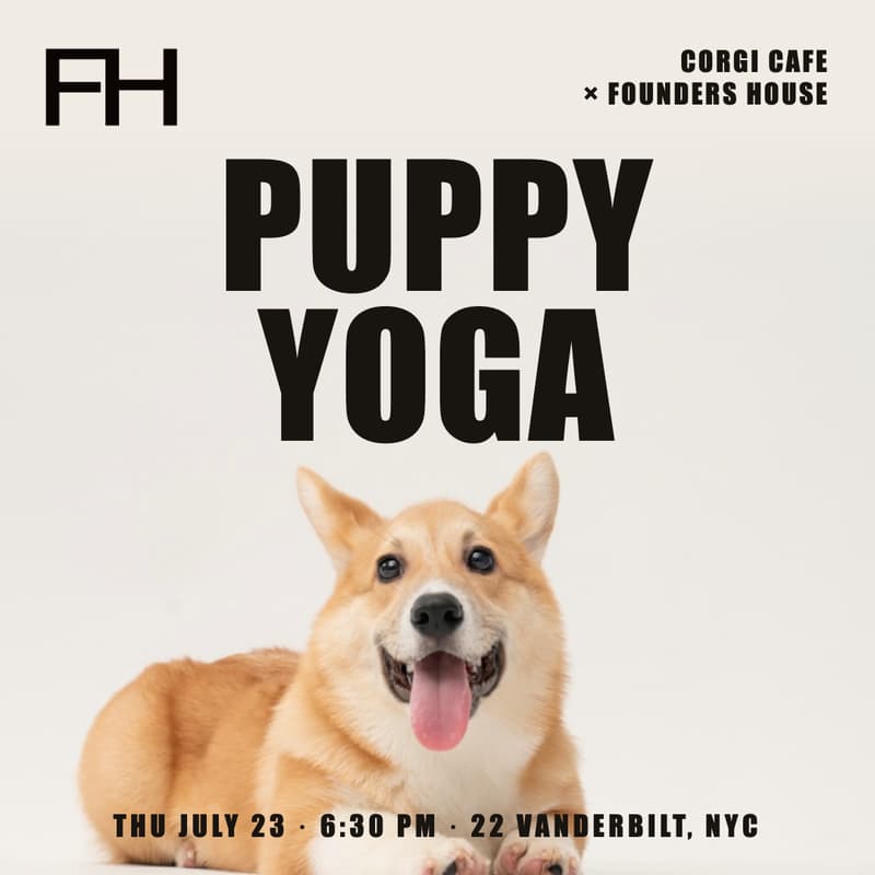 Cover Image for Corgi Puppy Yoga: Corgi Cafe x Founders House x Sharon Rao