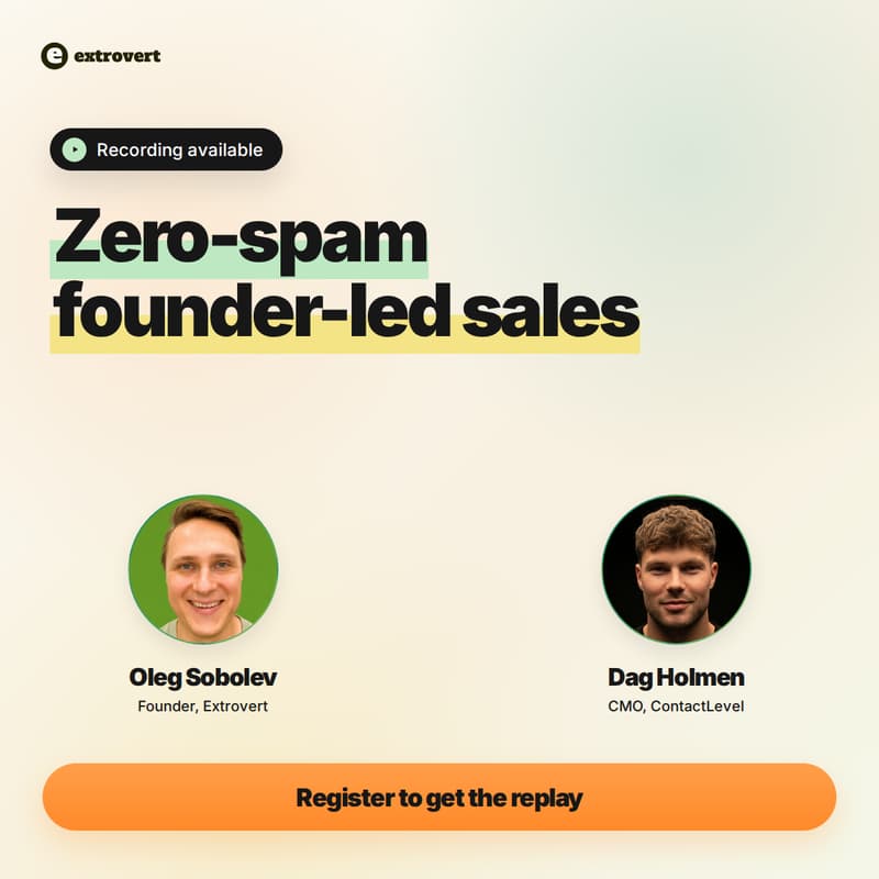 Cover Image for Zero-spam founder-led sales (Recording Available)