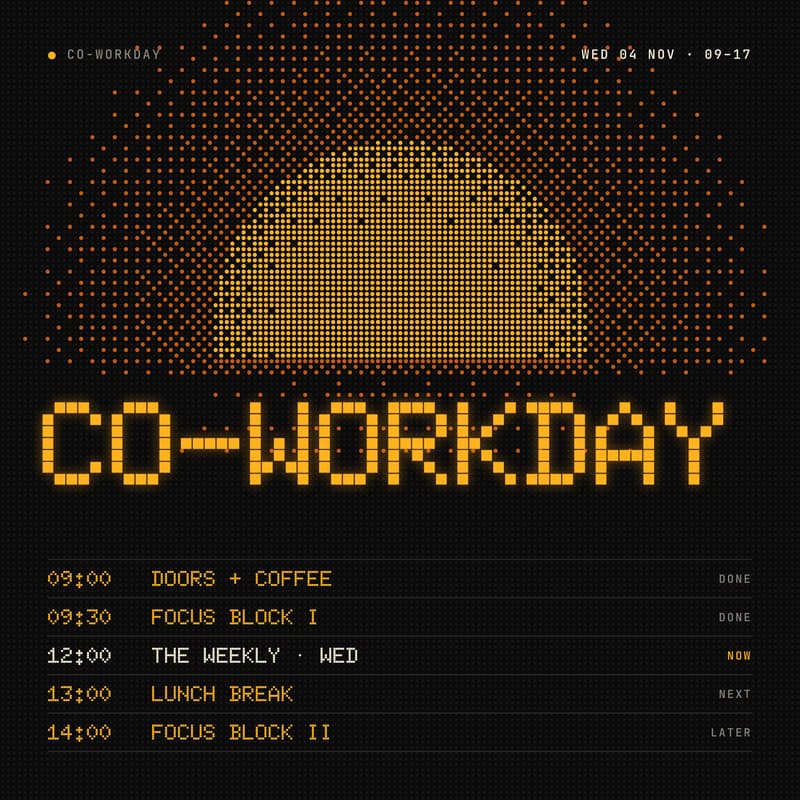 Cover Image for Co-Workday: Focus · Build · Ship