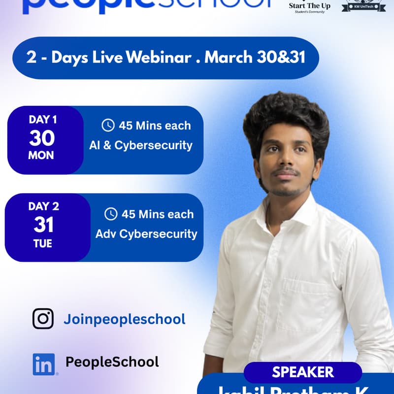 Cover Image for PeopleSchool Tech Live 2 - Day Webinar (Covering Web, AI, Cybersecurity & Blockchain )