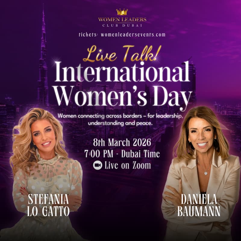 Cover Image for WOMEN’S DAY TALK – Stefania Lo Gatto & Daniela Baumann Live from Dubai!