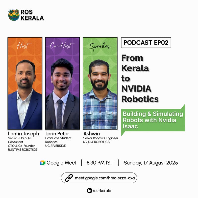 Cover Image for ROS Kerala Podcast – Episode 02: From Kerala to NVIDIA Robotics