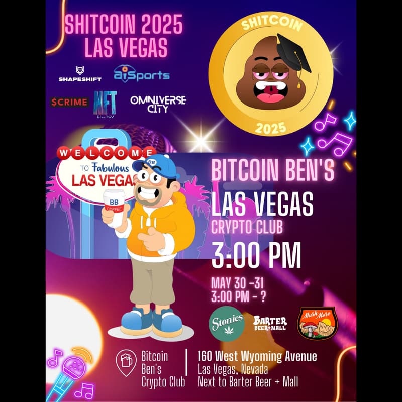 Cover Image for 💩 SHITCOIN @ BITCOIN BEN’S: A Two-Day Crypto  Extravaganza in Vegas! 💃🕺