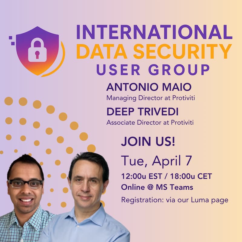 Cover Image for April Session | Intl Data Security User Group