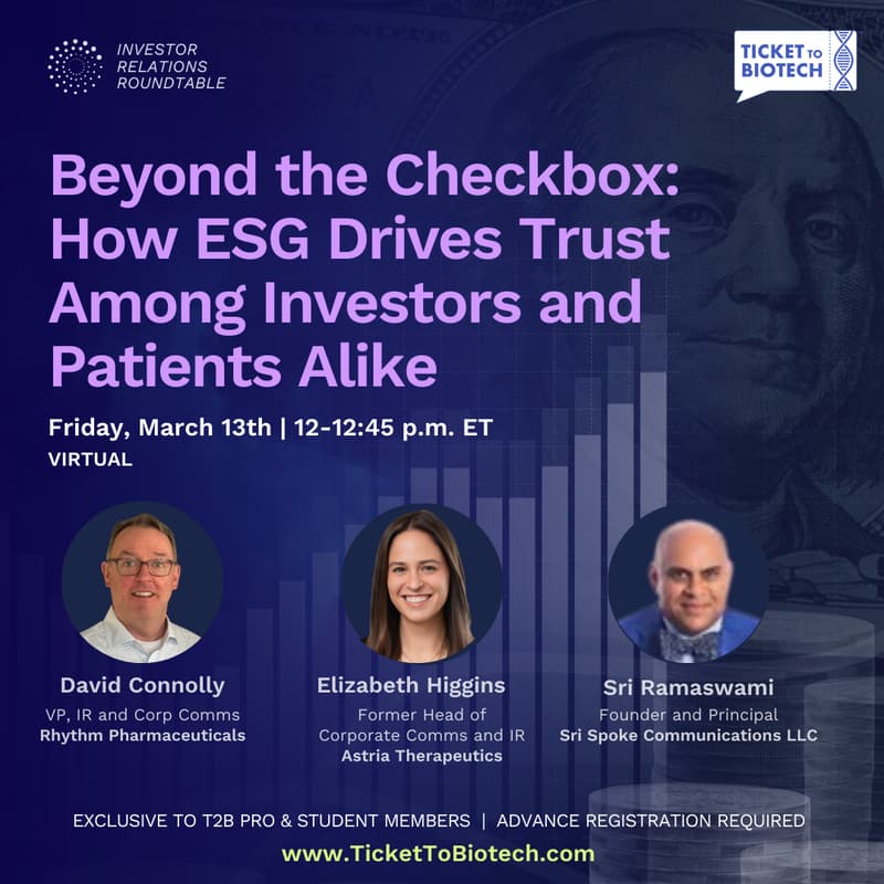 Cover Image for Q1 IR Roundtable Event: Beyond the Checkbox: How ESG Drives Trust Among Investors and Patients Alike