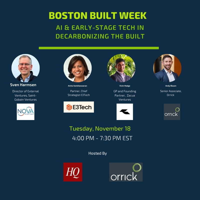 Cover Image for Boston Built Week: AI & Early-Stage Tech in Decarbonizing the Built World