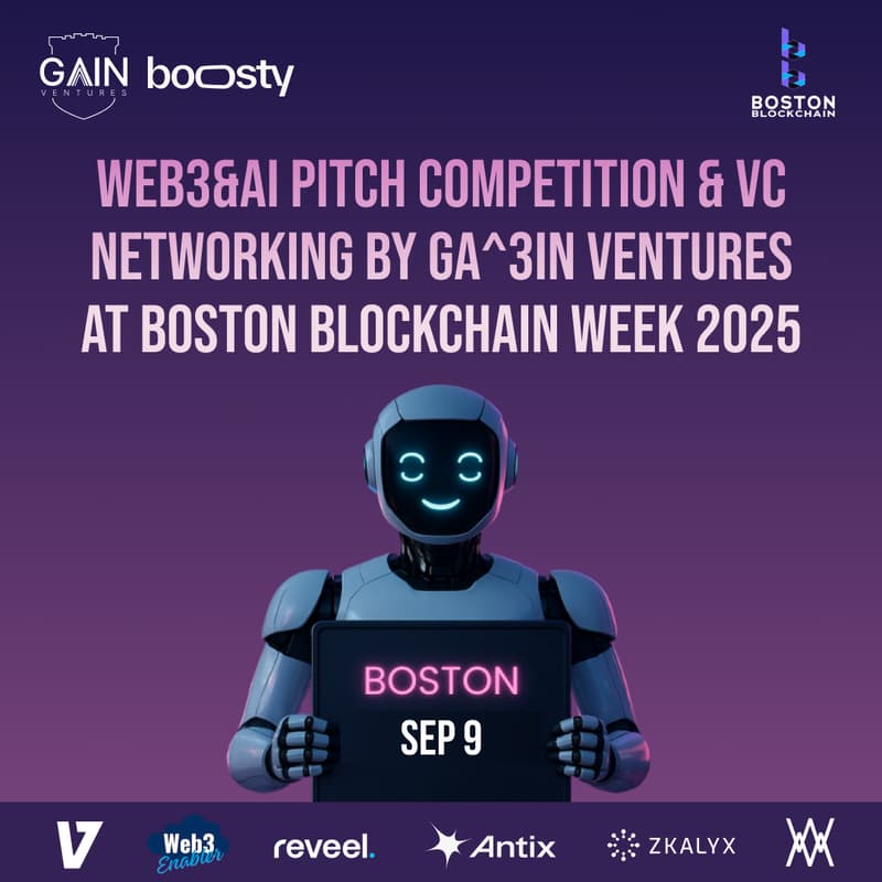 Cover Image for $44,000 AI + Web3 Pitch Competition & VC networking by Ga^3in Ventures х Boosty Labs at Boston Blockchain Week 2025