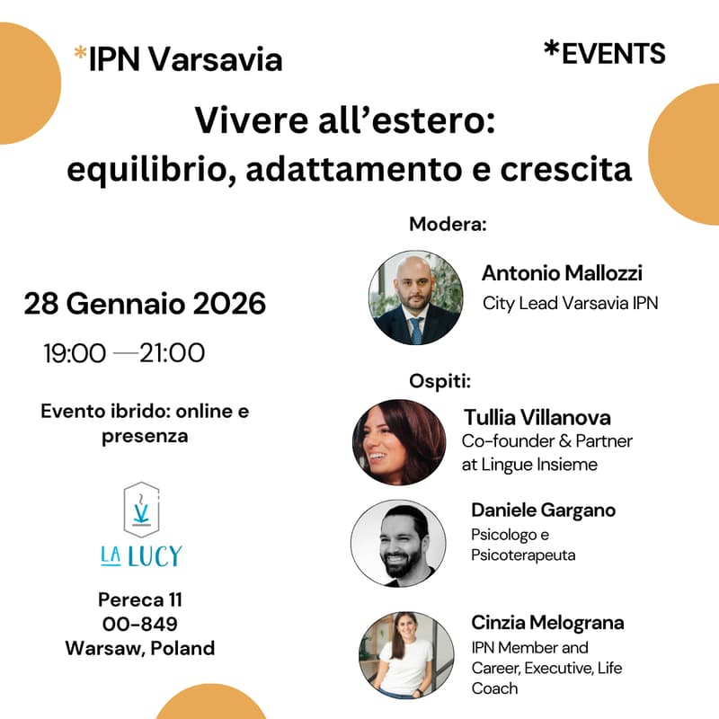 Cover Image for IPN Varsavia & Online - Vivere all’estero: equilibrio, adattamento e crescita