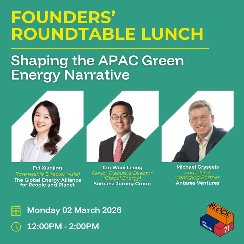 Cover Image for Founders' Roundtable Lunch: Shaping the APAC Green Energy Narrative