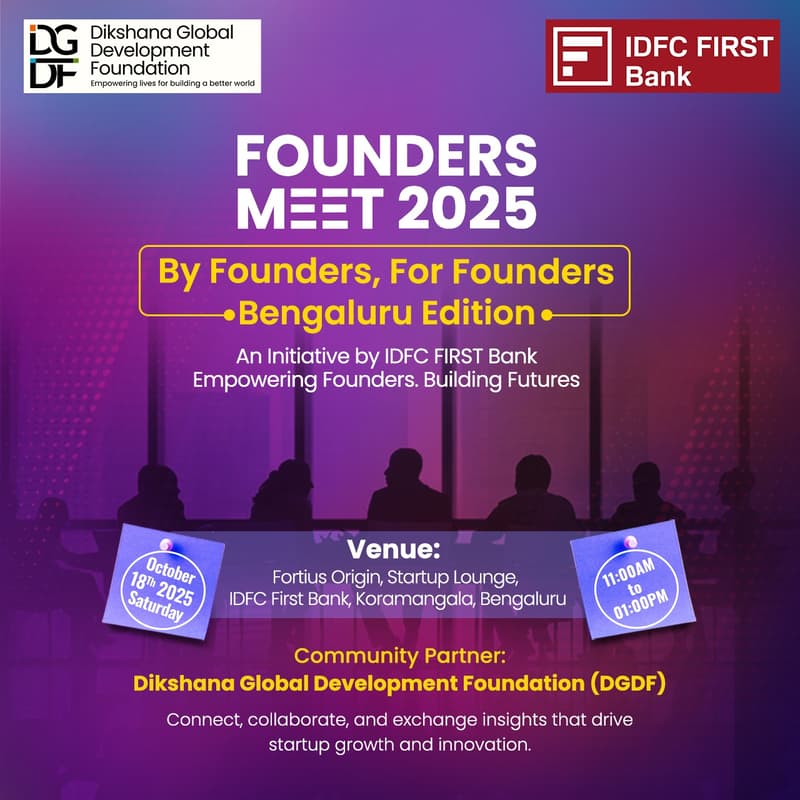 Cover Image for Founders Meet by IDFC FIRST Bank x DGDF