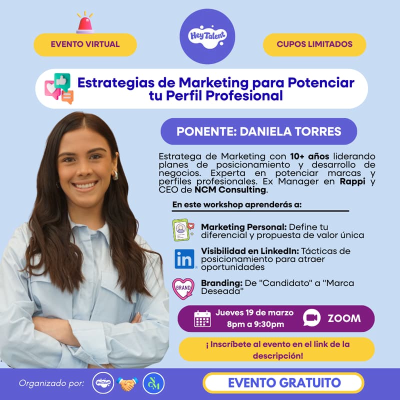 Estrategias de Marketing para Potenciar tu Perfil Profesional · Zoom · Luma