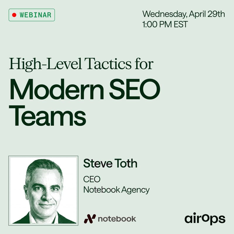 Cover Image for 7+ High-Level Tactics for Modern SEO Teams with Steve Toth