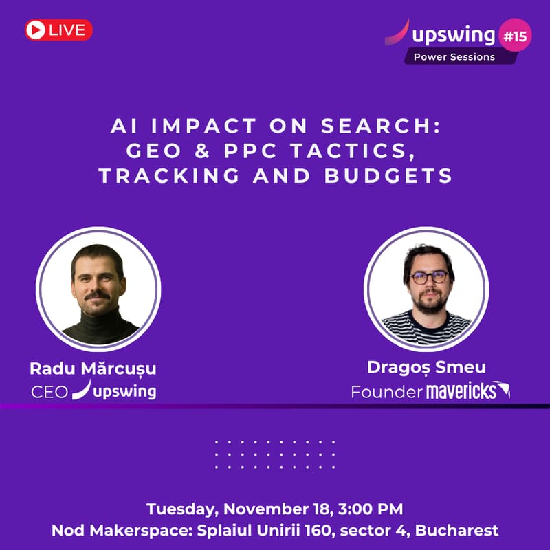 Cover Image for Upswing Power Sessions #15 - AI Impact on Search: GEO & PPC Tactics, Tracking and Budgets