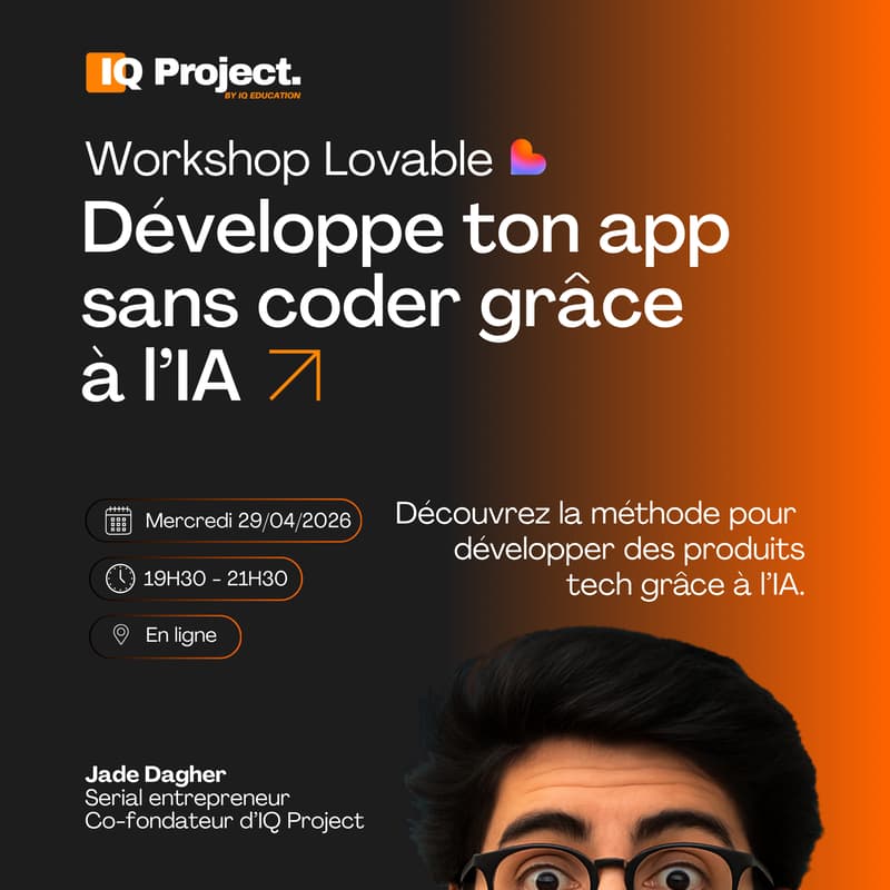 Cover Image for Développe ton app sans coder grâce à l'IA — Workshop Lovable (2h)
