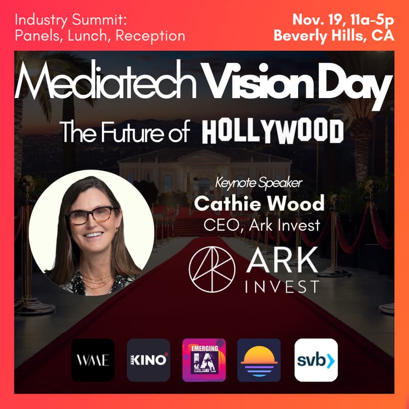 Cover Image for (Postponed - TBD New Date) "Future of Hollywood" Keynote by Cathie Wood - Mediatech Vision Day