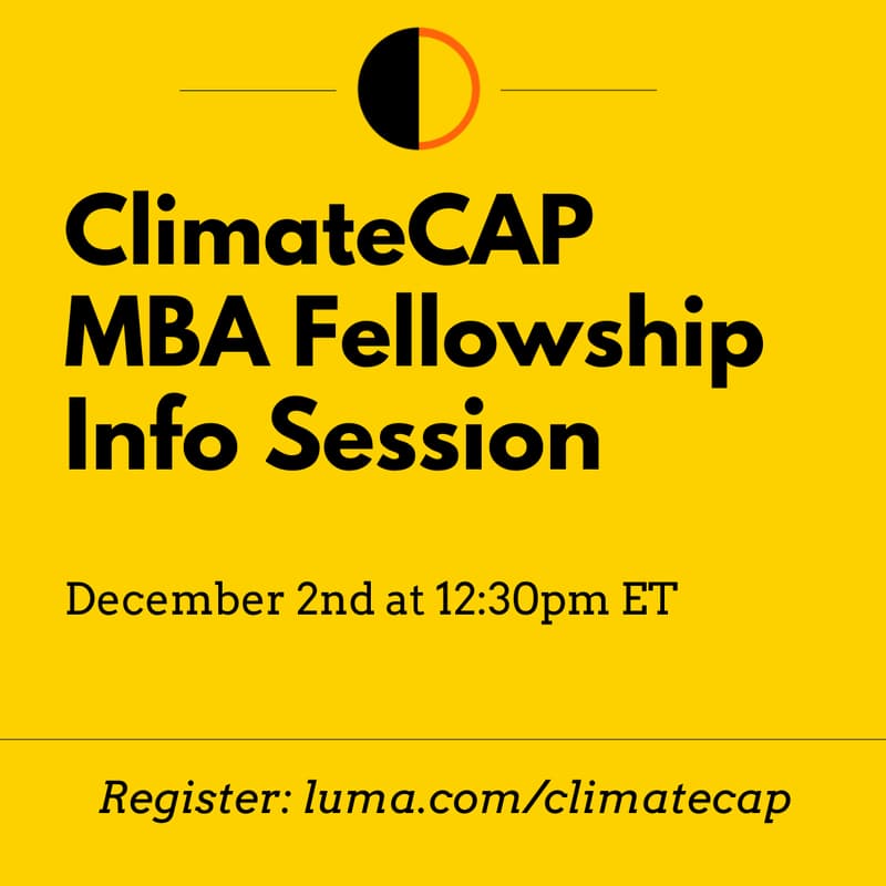 Cover Image for ClimateCAP MBA Fellowship QA Session (Optional)