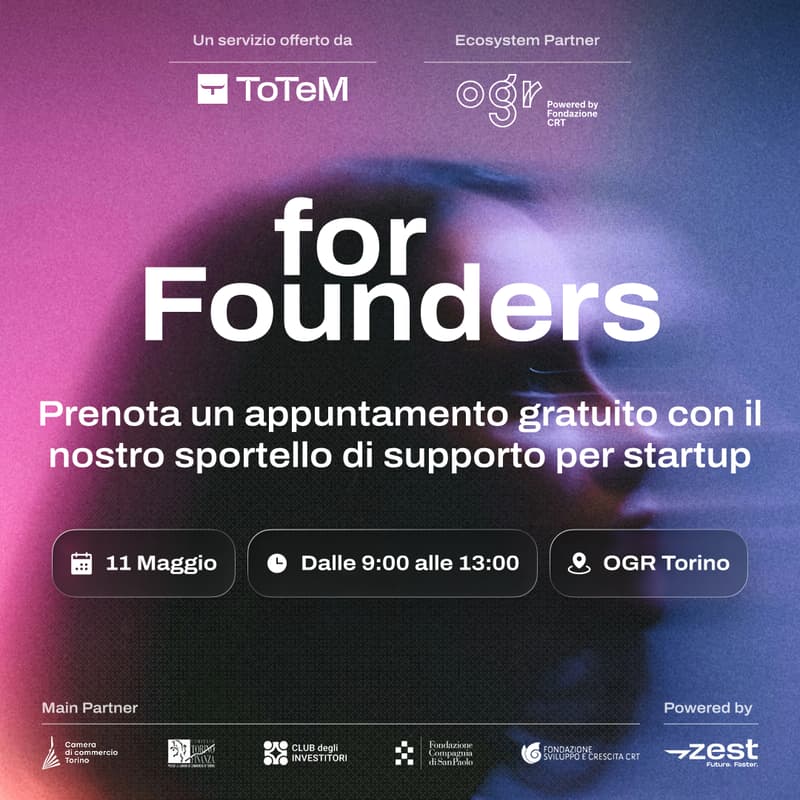 Cover Image for ToTeM For Founders - sportello maggio