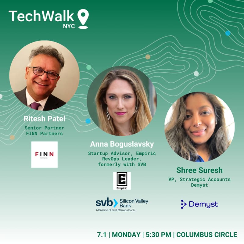 Cover Image for TechWalk NYC w/ Ritesh, Anna and Shree