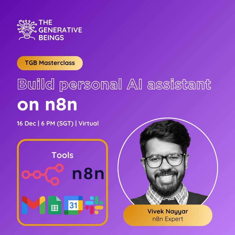 Cover Image for Build personal AI assistant on n8n | TGB Masterclass