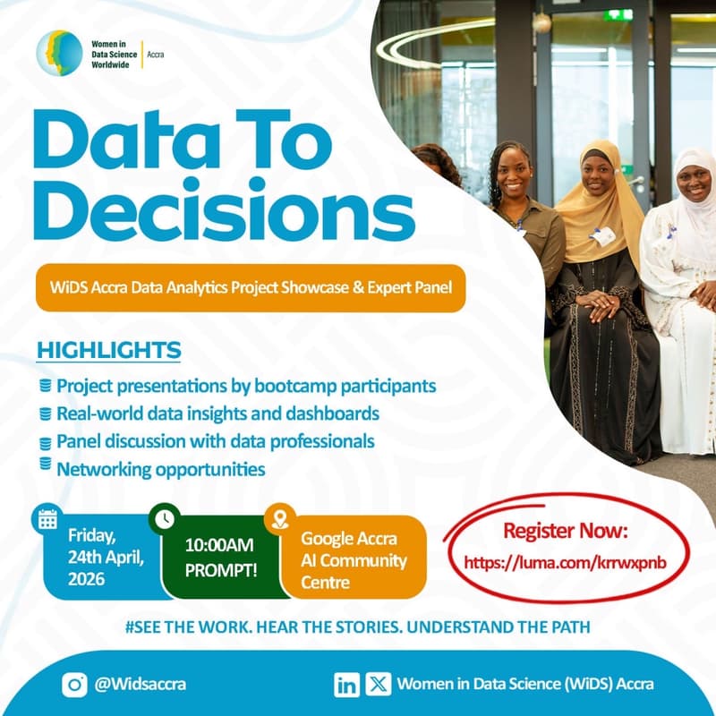 Cover Image for Data to Decisions: WiDS Accra Data Analytics Project Showcase & Expert Panel