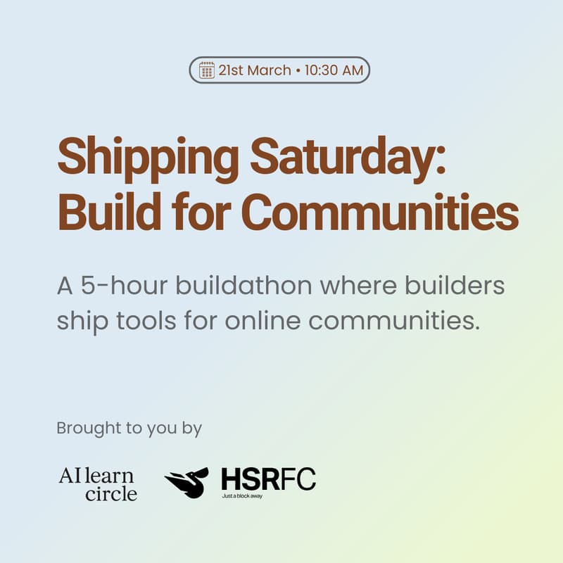 Cover Image for Shipping Saturday: Build for Communities