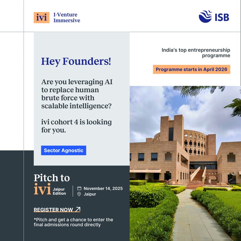Cover Image for Pitch to ivi - Jaipur edition | Nov 14, 2025 | 10:00 AM - 3:00 PM