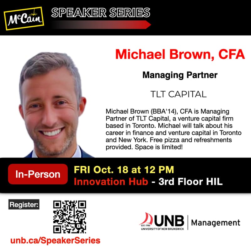 Cover Image for McCain Speaker Series: Michael Brown, CFA, TLT Impact Ventures