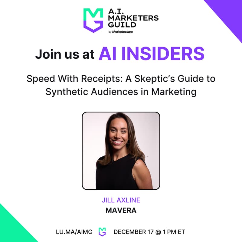 Cover Image for AI Insiders with Jill Axline on Speed With Receipts: A Skeptic’s Guide to Synthetic Audiences in Marketing