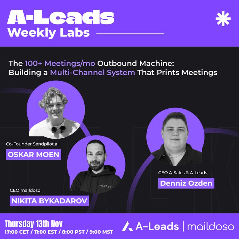 Cover Image for A-Leads Weekly Labs: Outbound Mastery (Oskar Moen & Nikita Bykadarov)