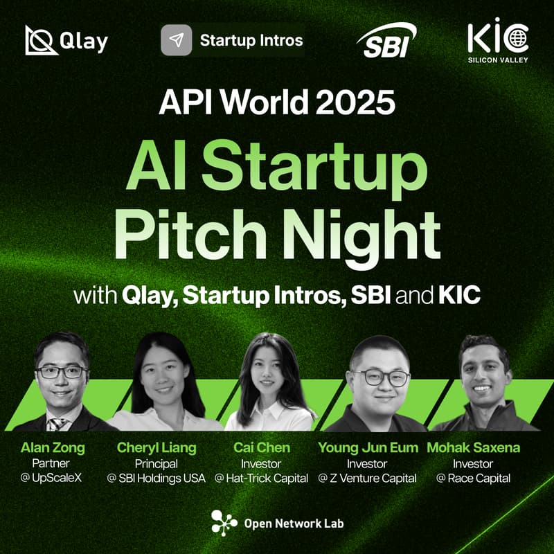 Cover Image for API World 2025 - AI Startup Pitch Night with Qlay, Startup Intros, SBI & KIC