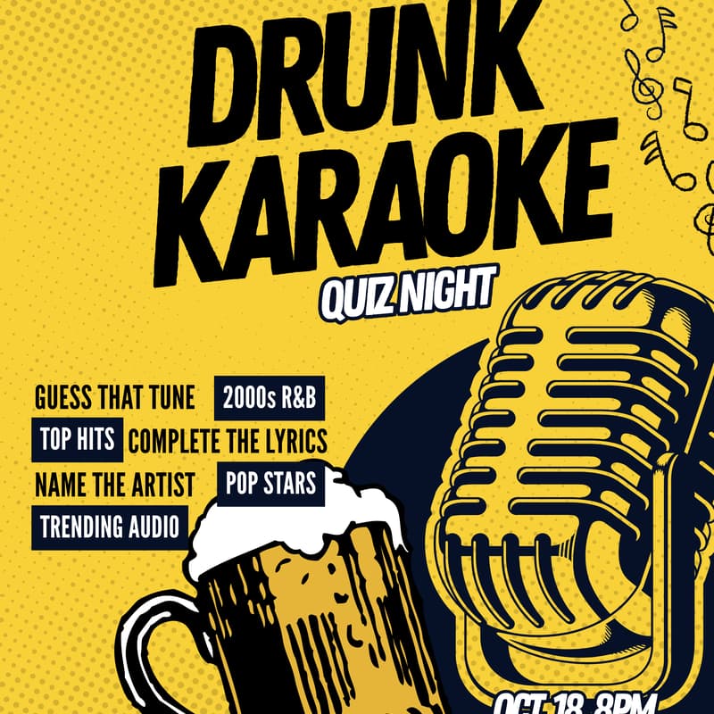 Cover Image for Drunk Karaoke: Quiz Night (Saturday, October 18 | 8PM)