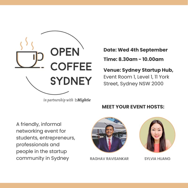 Cover Image for 🤝 Students, Entrepreneurs & Startups Networking | Open Coffee Sydney