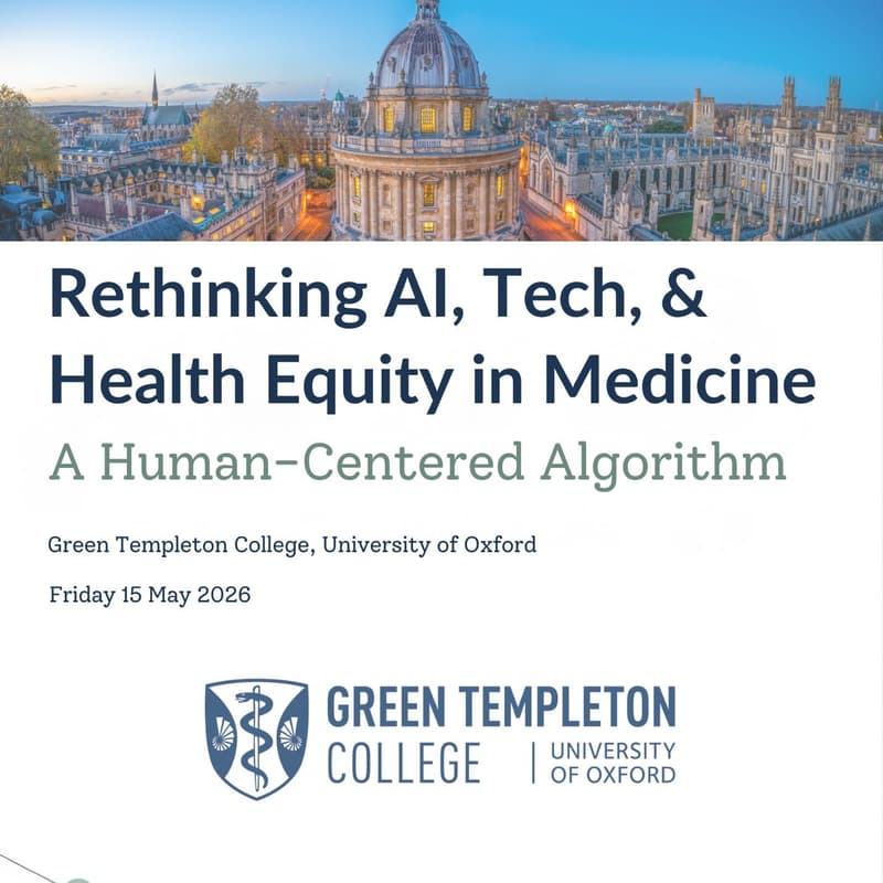 Cover Image for Rethinking AI, Tech & Health Equity in Medicine: A Human-Centred Algorithm. Human Welfare Conference 2026
