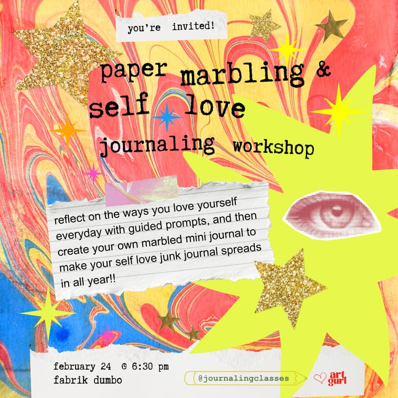 Cover Image for Self-Love & Creativity: Journaling + Marbling Craft Night