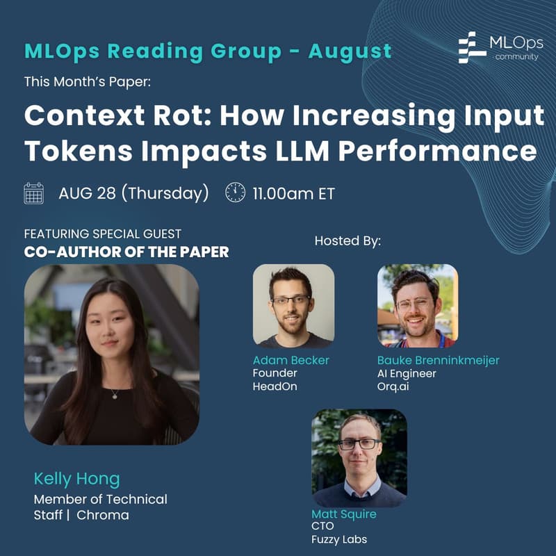 Cover Image for MLOps Reading Group August – Context Rot: How Increasing Input Tokens Impacts LLM Performance