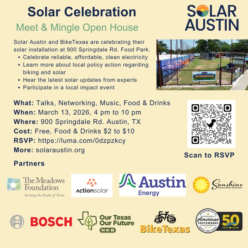 Cover Image for Solar Celebration co-hosted by Solar Austin & BikeTexas