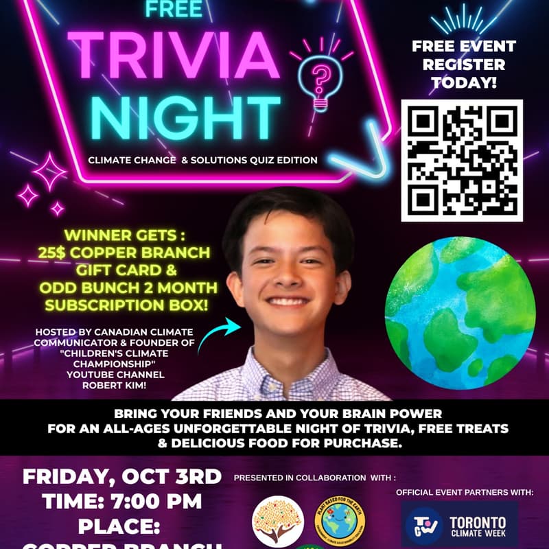 Cover Image for Are you smarter than an 8th grader about climate change? Trivia Night! Feat. Climate Communicator Robert Kim