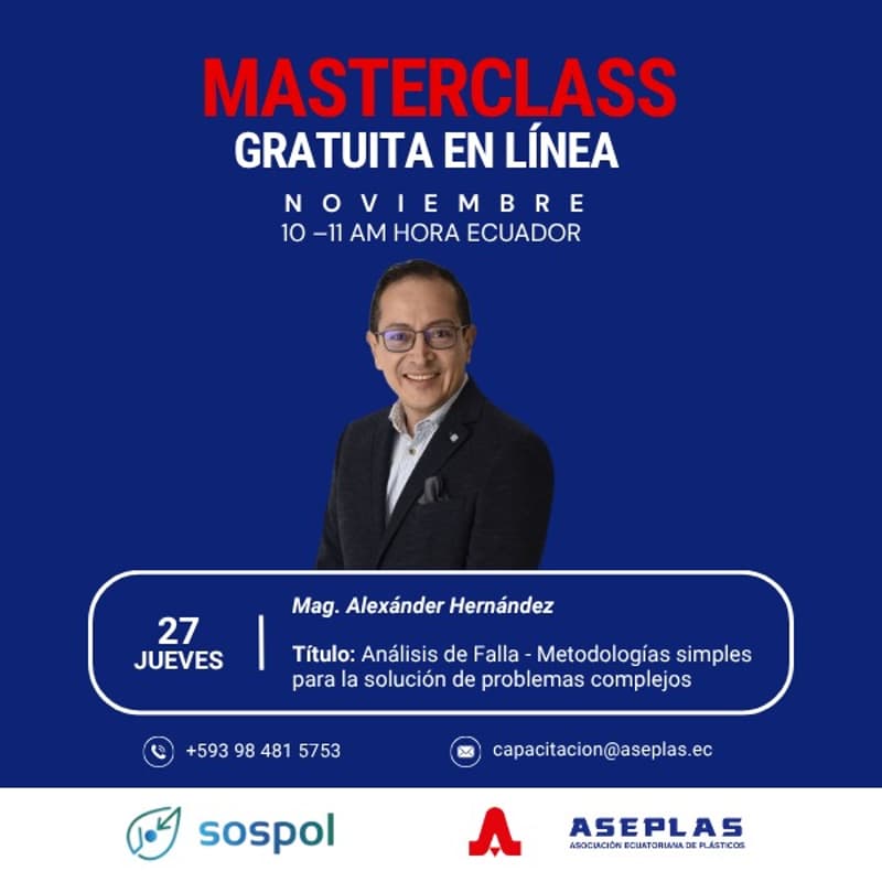 Cover Image for Masterclass                                 Metodologías simples para la solución de problemas complejos en la Industria Plástica