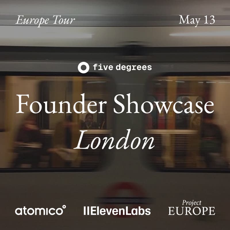 Cover Image for five degrees: Founder Showcase | London