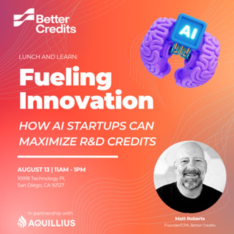 Cover Image for Fueling Innovation: How AI Startups Can Maximize R&D Credits (Lunch and Learn)