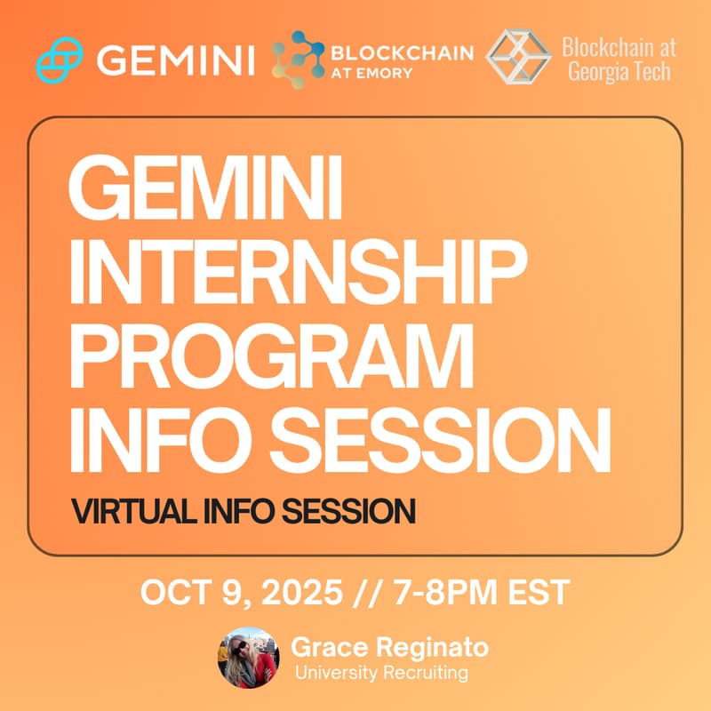 Cover Image for Gemini Internship Program Info Session with Emory & GT Blockchain