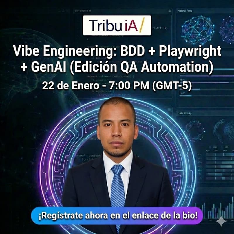 Cover Image for Vibe Engineering: BDD + Playwright + GenAI (Edición QA Automation). Con Darío Narváez