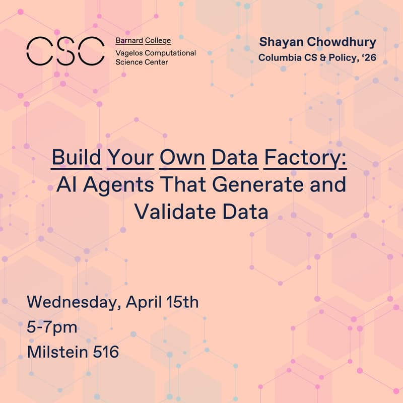 Cover Image for CSC Workshop: Build Your Own Data Factory: AI Agents That Generate and Validate Data