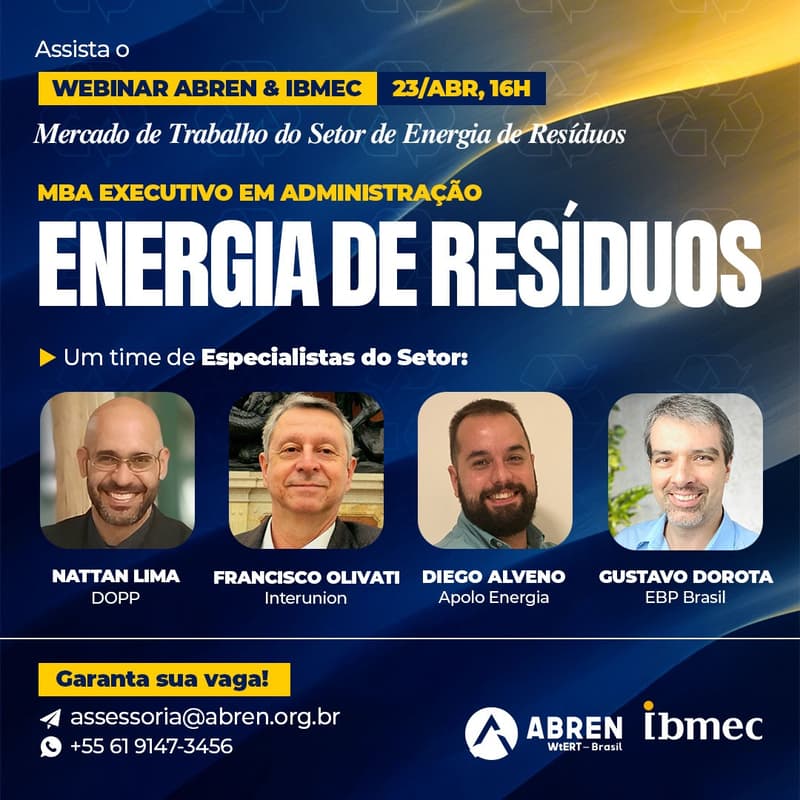 Cover Image for MBA IBMEC & ABREN | Webinar: Mercado de Trabalho do Setor de Energia de Resíduos